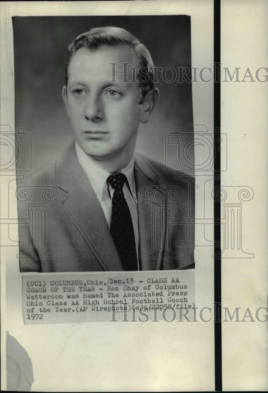 1972 Press Photo Ron Shay, High School Football coach of the year. - cvw20461 - Historic Images