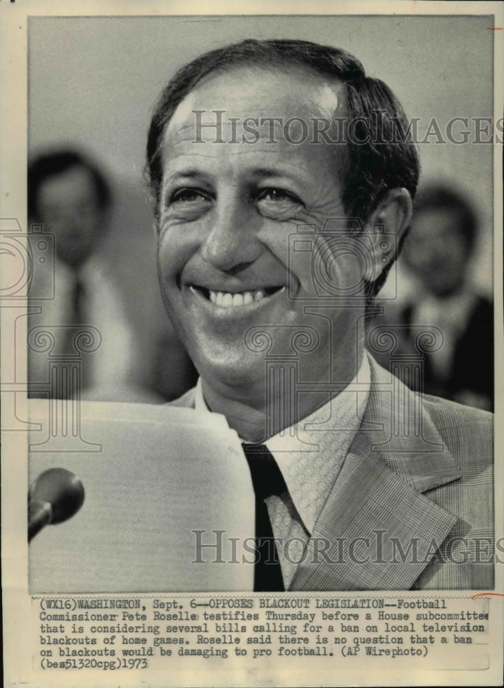 1973 Pete Roselle, Football Commissioner Disagrees TV Blackout Bill - Historic Images