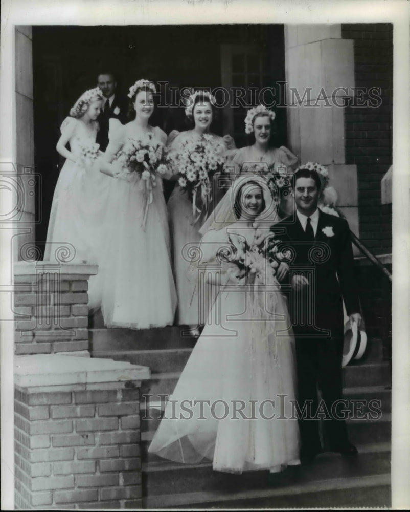 1940 Press Photo Mona Keys of the Keys Quadruplets weds Robert W Fowler - Historic Images