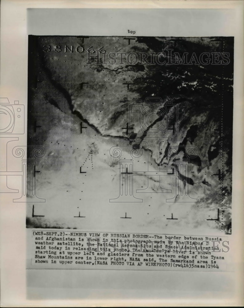 1964 Press Photo Russia & Afghanistan border shown by Nimbus I weather satellite - Historic Images