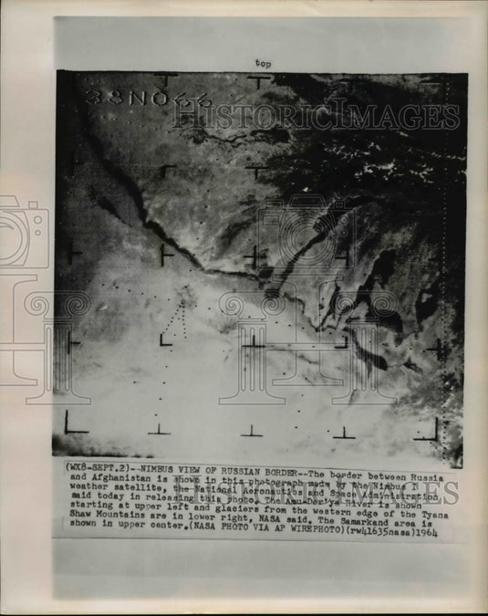 1964 Press Photo Russia & Afghanistan border shown by Nimbus I weather satellite - Historic Images