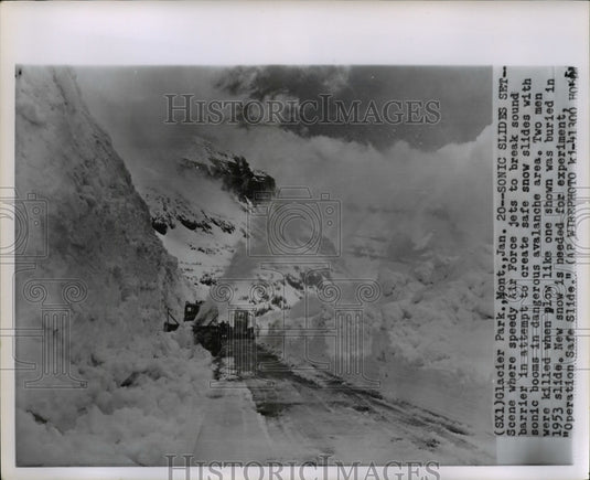 1961 Press Photo Clearing snow in Glacier National Park, Montana - cvw20766-Historic Images