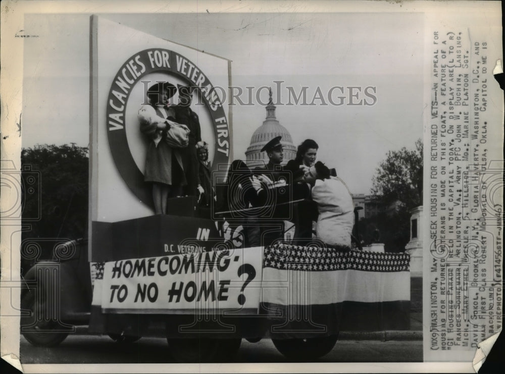 1946 GI Housing parade for housing appeal of returned veterans - Historic Images