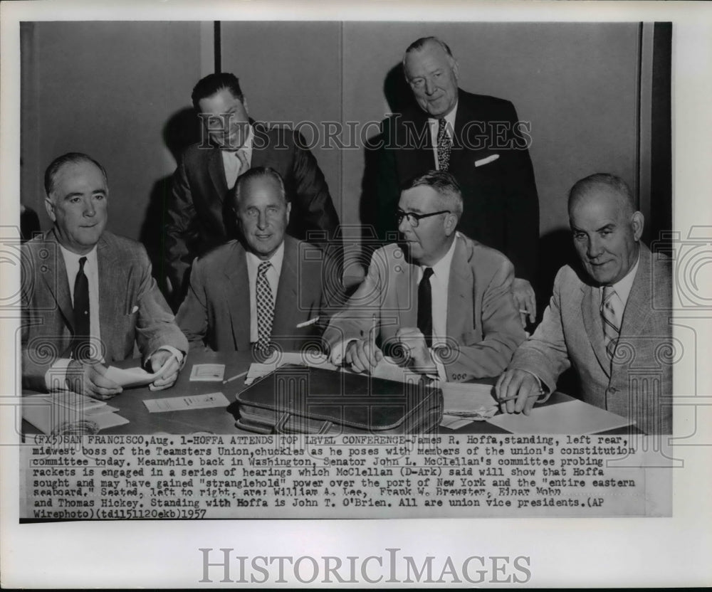 1957 Press Photo James R Hoffa, Midwest boss of the Teamsters Union - cvw20981 - Historic Images