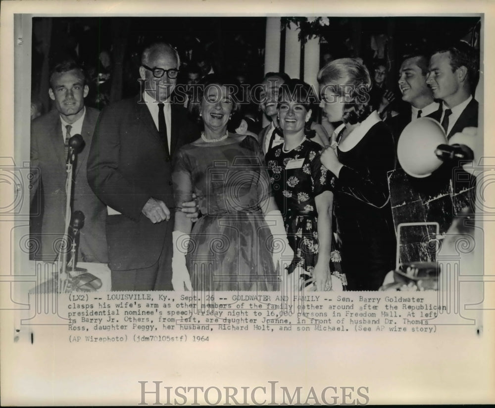 1964 Sen. Barry Goldwater w/ other members of family in a gathering - Historic Images