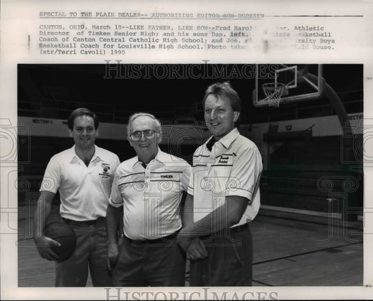 1990 Press Photo Timken Senior High Athletic Dir. Fred Harold & his sons - Historic Images