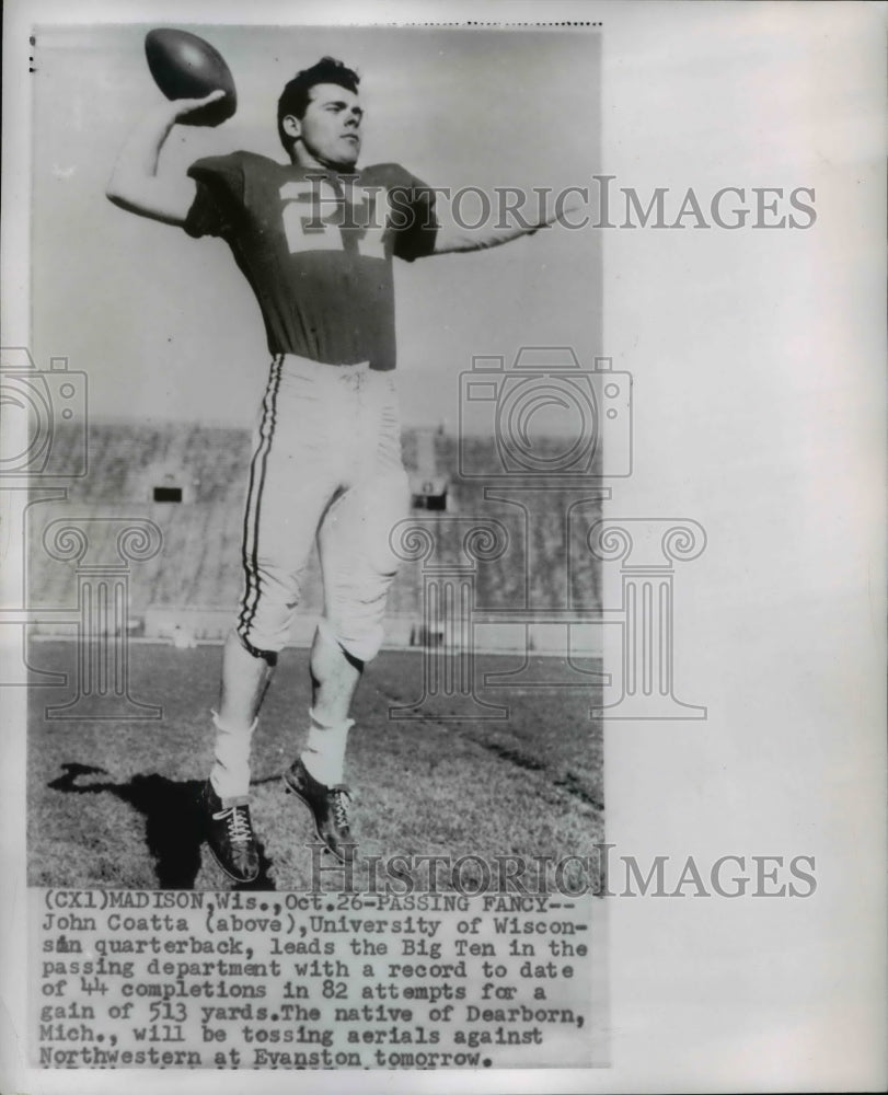 1951 Press Photo John Coatta, Quarterback Leads Big Ten in Passing Department - Historic Images