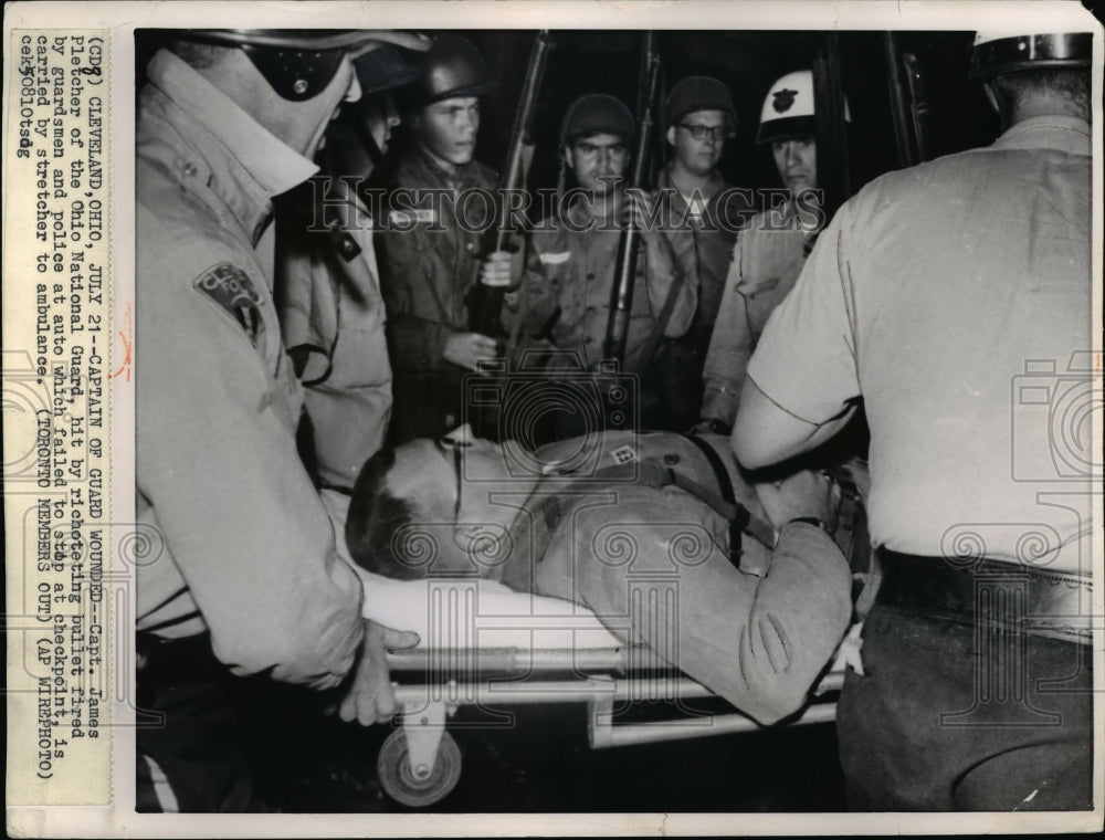 1966 Press Photo Ohio Nat'l Guard Capt James Pletcher hit by ricocheting bullet - Historic Images