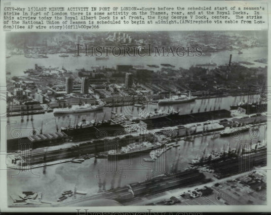 1966 Press Photo Royal Albert & King George V Docks, London before strike-Historic Images