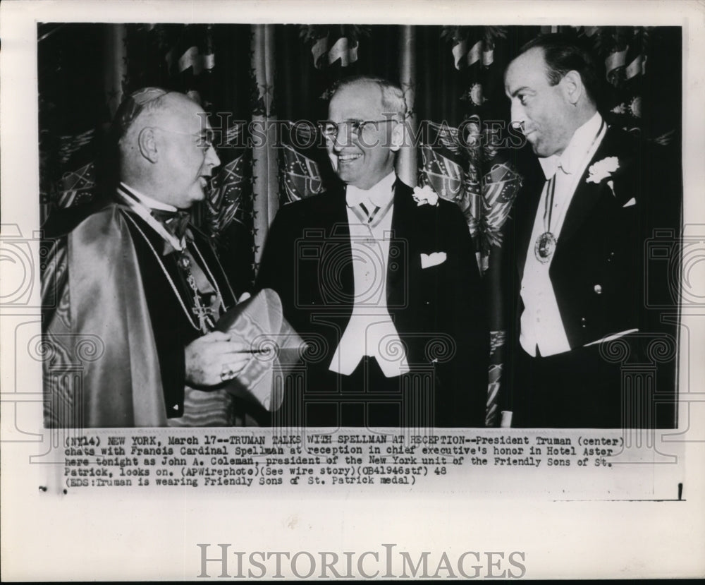 1948 Pres Harry S Trumanchats with Francis Cardinal Spellman in NY-Historic Images