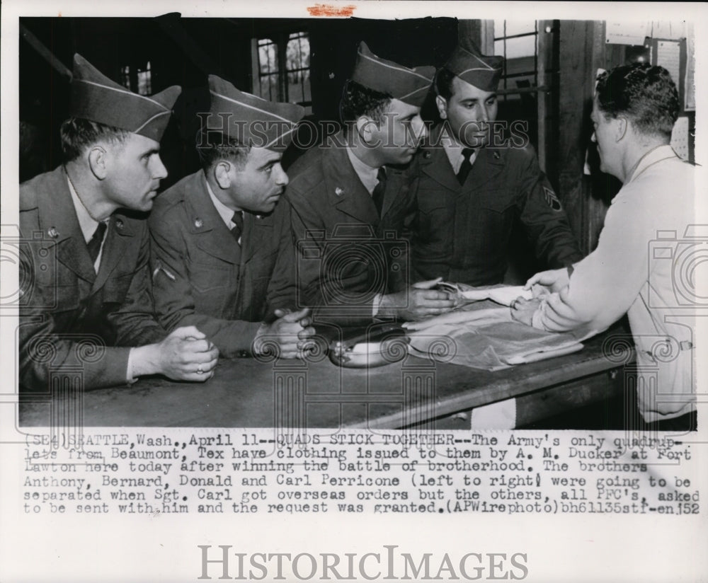 1952 The Perricones Army&#39;s only quadruplets at Fort Lawton, Seattle - Historic Images