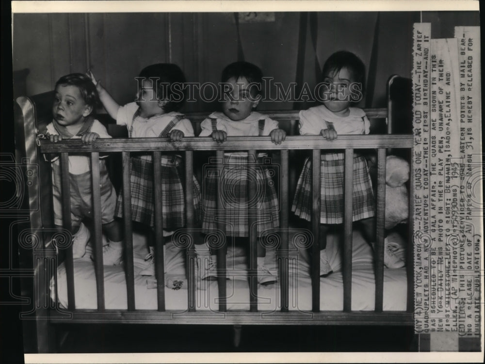 1945 Press Photo The Zarief quadruplets to celebrate first birthday - cvw21631 - Historic Images