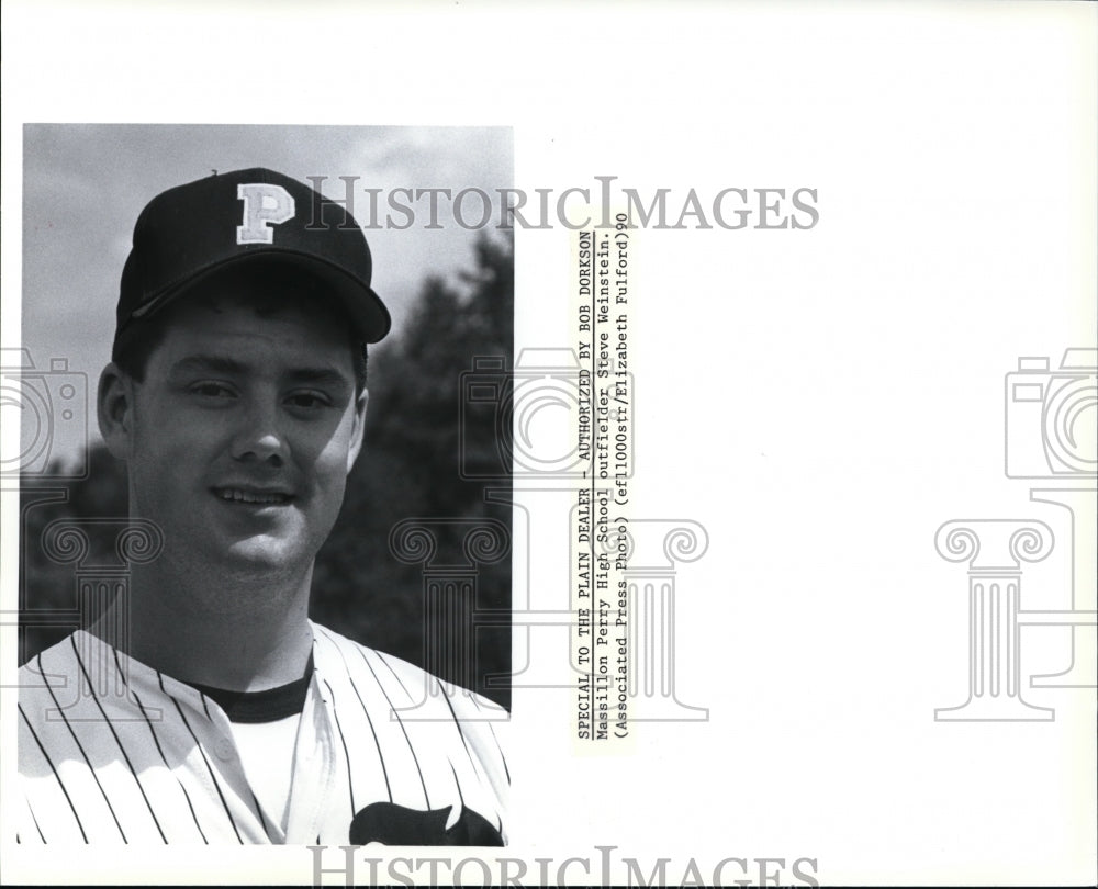 1990 Press Photo Massillon Perry High School outfielder Steve Weinstein - Historic Images