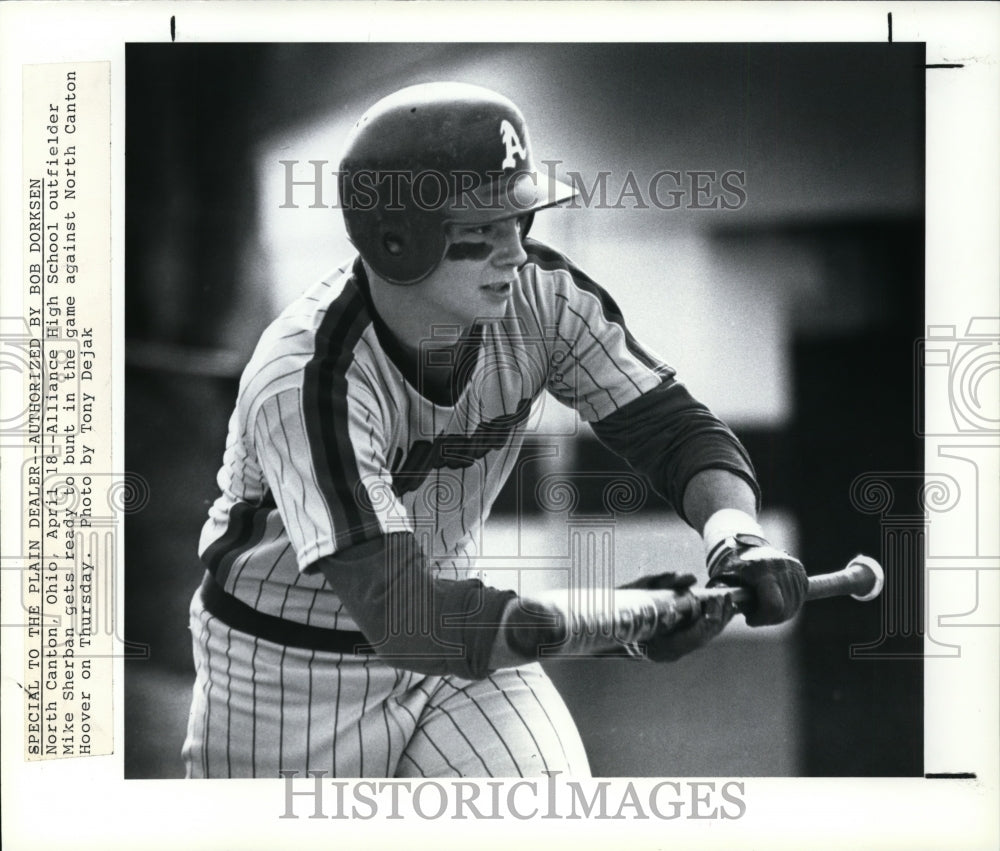 Press Photo Alliance High School outfielder Mike Sherban during game - Historic Images