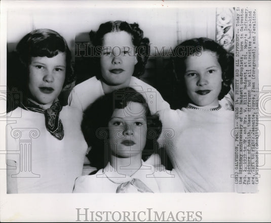 1953 Press Photo The Badget quadruplets, borne to Mr and Mrs W Ellis Badgett - Historic Images