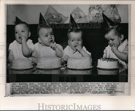 1962 Press Photo Margaret, Maureen, James & Robert Feyre quadruplets of Holyoke- Historic Images