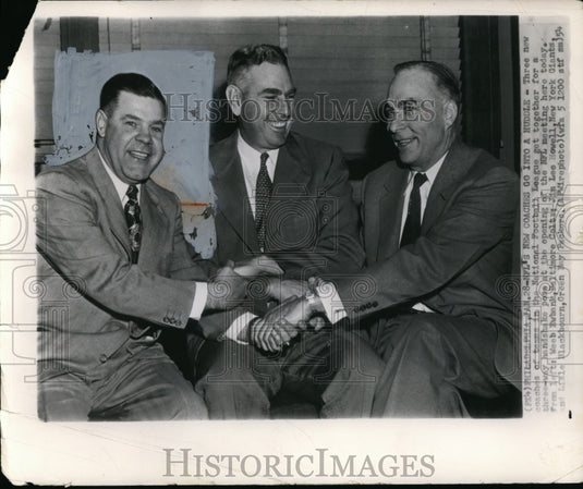 1954 Press Photo Three new coaches of National Football League at NFL meeting - Historic Images