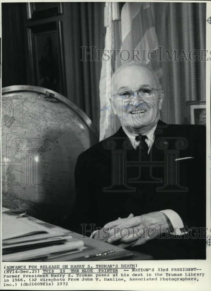 1972 Press Photo Former President Harry S Truman at the Truman Library - Historic Images