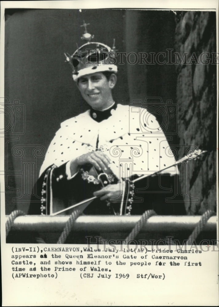 1969 Prince Charles appears at Queen Eleanor&#39;s Gate Castle - Historic Images