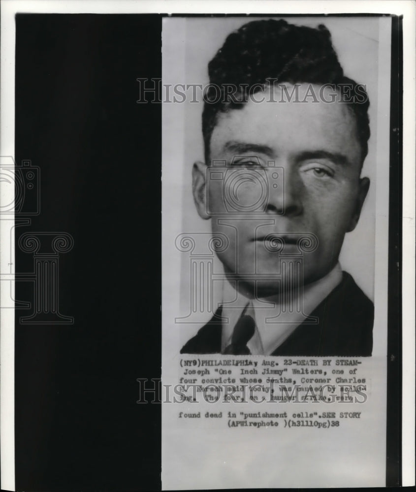 1938 Press Photo Joseph &quot;One Inch Jimmy&quot; Walters,found dead in &quot;punishment cell&quot;- Historic Images