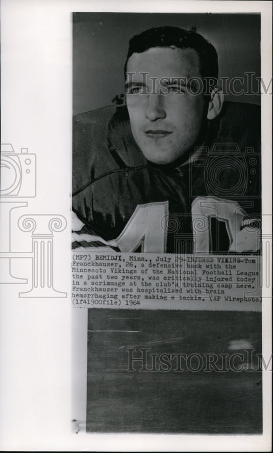 1964 Tom Franckhauser critically injured in scrimmage at camp - Historic Images