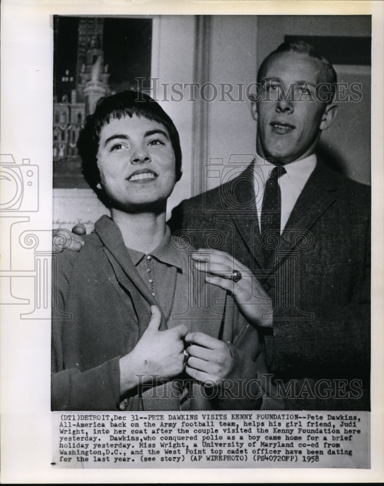 1959 Pete Dawkins and his girlfriend Judi Wright at Kenny Foundation - Historic Images