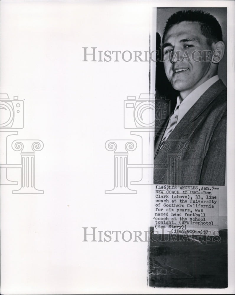 1957 Don Clark, new University of Southern California Football coach - Historic Images