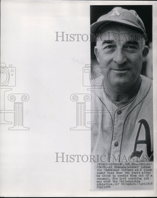 1950 Football-Al Simmons, Joined the Cleveland Indians as a coach. - Historic Images