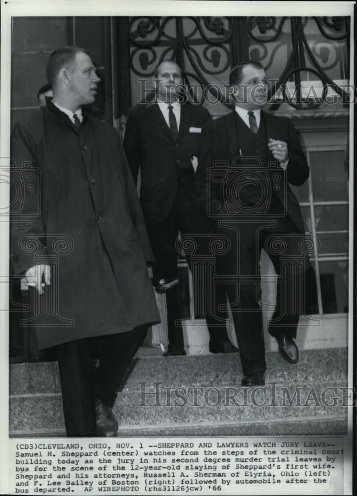 1966 Press Photo Dr.Sheppard and his attorneys,Russell A.Sherman,F.Lee Bailey - Historic Images