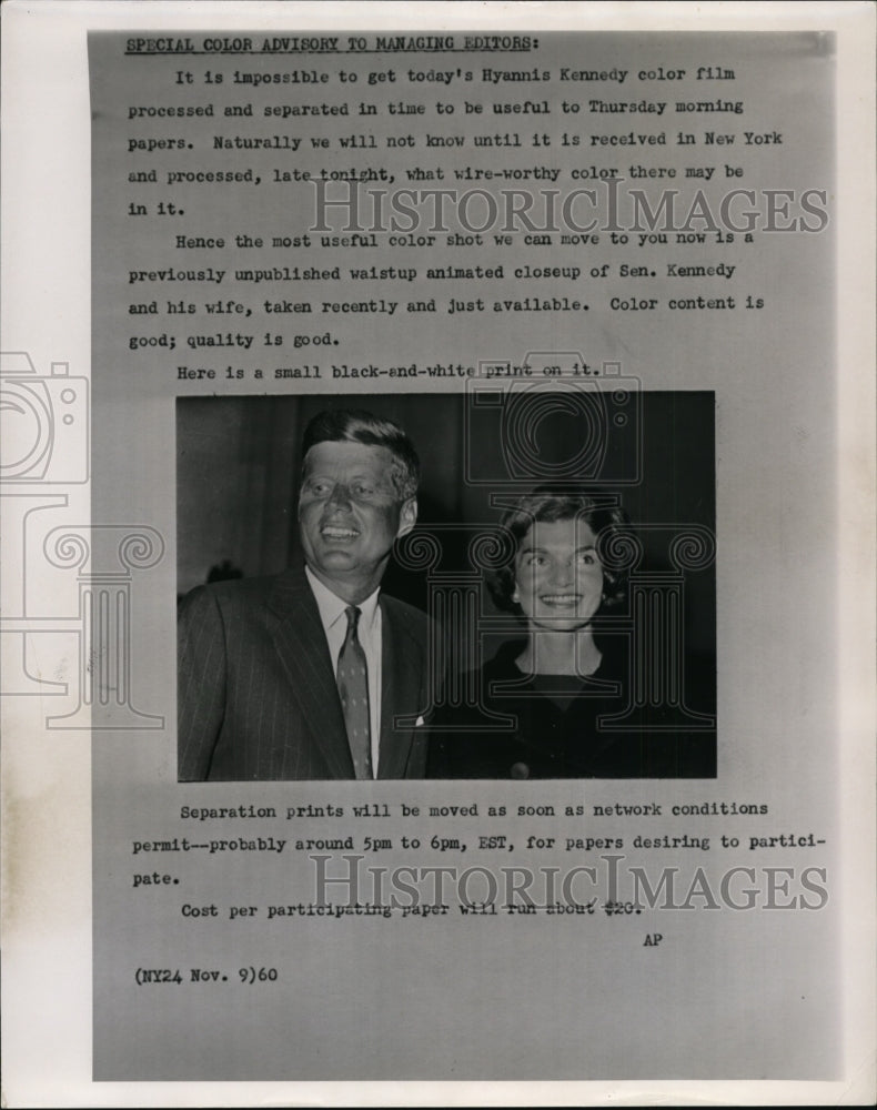 1960 Press Photo Animated closeup picture of Sen. Kennedy and his wife - Historic Images