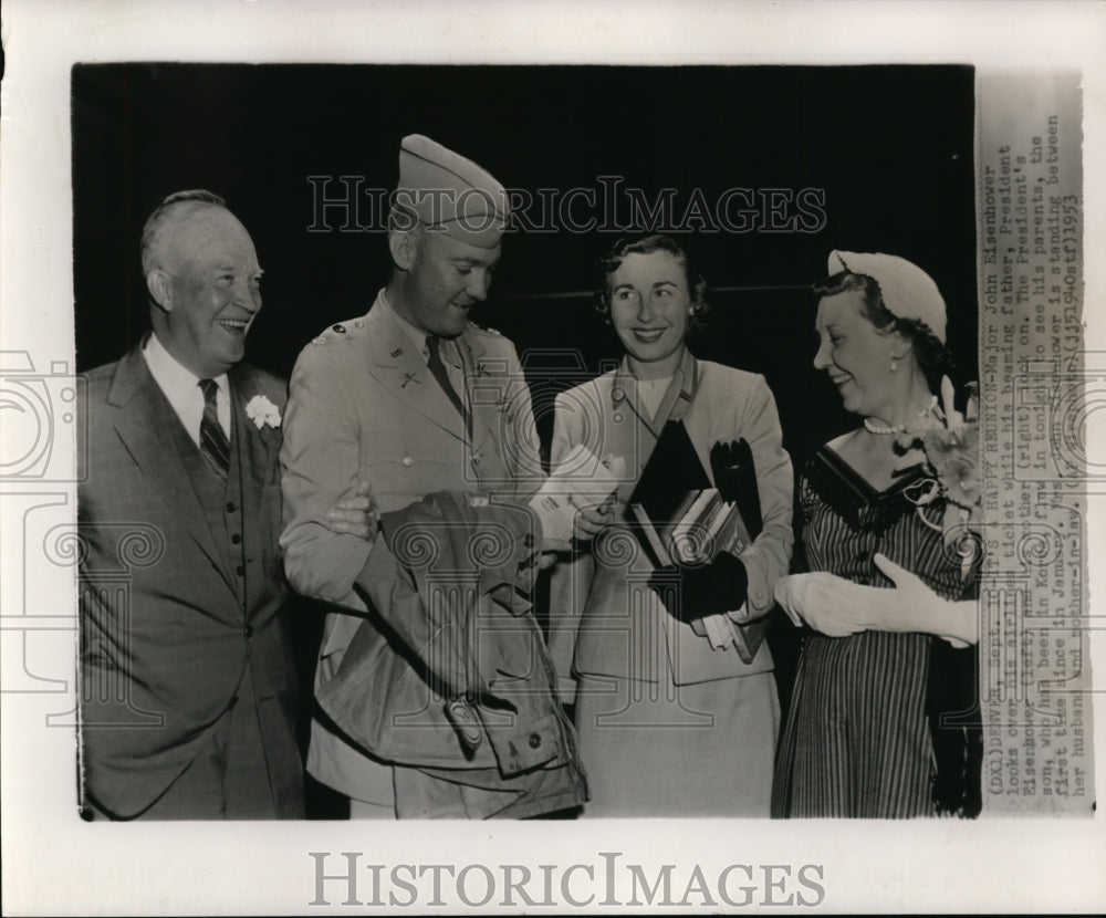 1953 Press Photo Major & Mrs John Eisenhower w/ parents Pres & Mrs Eisenhower - Historic Images