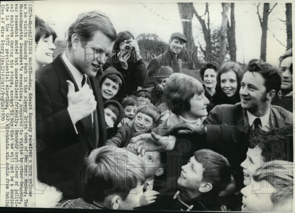 1970 Press Photo Sen. Edward Kennedy visits Kennedy Park in New Ross - cvw22898 - Historic Images