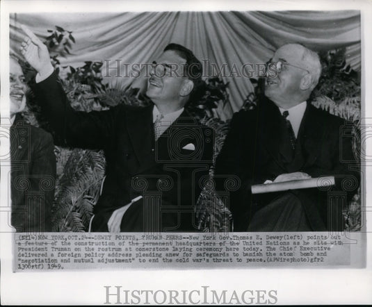 1949 NY Gov. Thomas Dewey & Pres. Truman at cornerstone ceremony - Historic Images