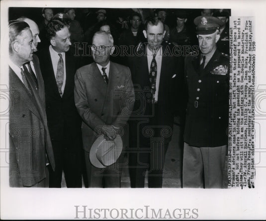 1950 Press Photo Pres. Truman and his advisers before he flew to Honolulu - Historic Images