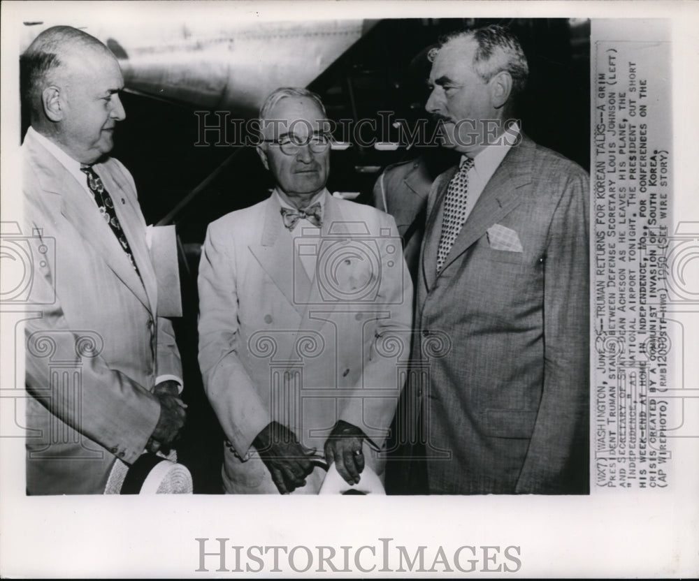 1950 Press Photo President Truman arrives at National Airport from Missouri trip-Historic Images