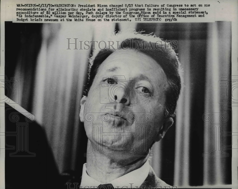 1970 Press Photo Caspar Weinberger, Deputy Dir Executive Management Office - Historic Images