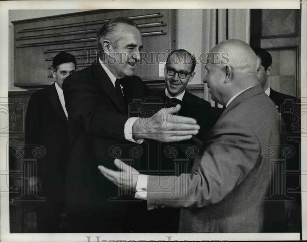 1963 Press Photo US State Dept&#39;s W Averell Harriman &amp; Soviet Premier Khruschev - Historic Images