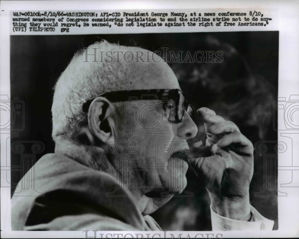 1966 President George Meany at a news conference in Washington-Historic Images