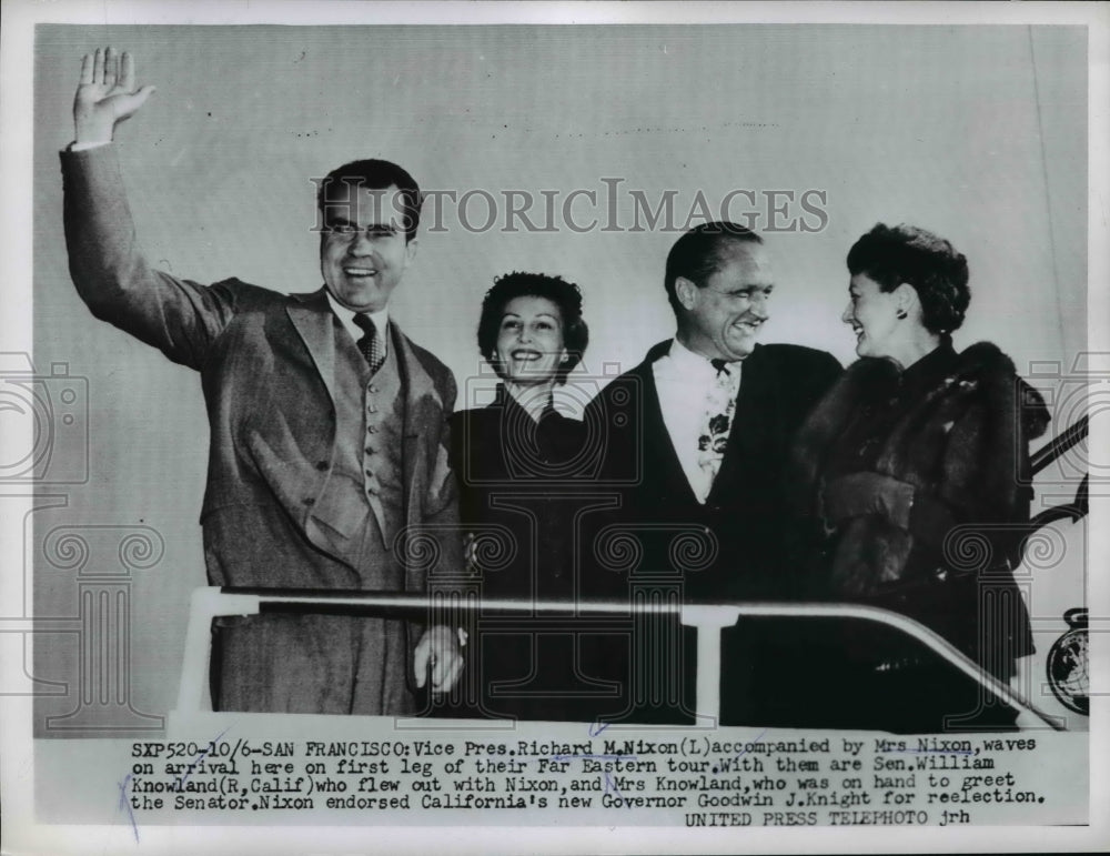 1960 Press Photo VP &amp; Mrs Richard Nixon w/ Sen &amp; Mrs Knowland in San Francisco - Historic Images