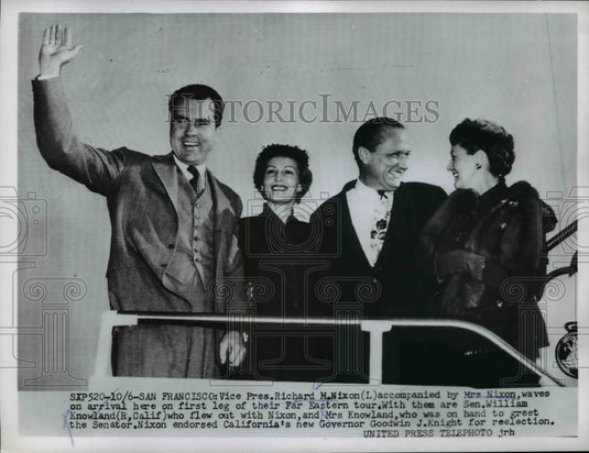 1960 Press Photo VP & Mrs Richard Nixon w/ Sen & Mrs Knowland in San Francisco - Historic Images