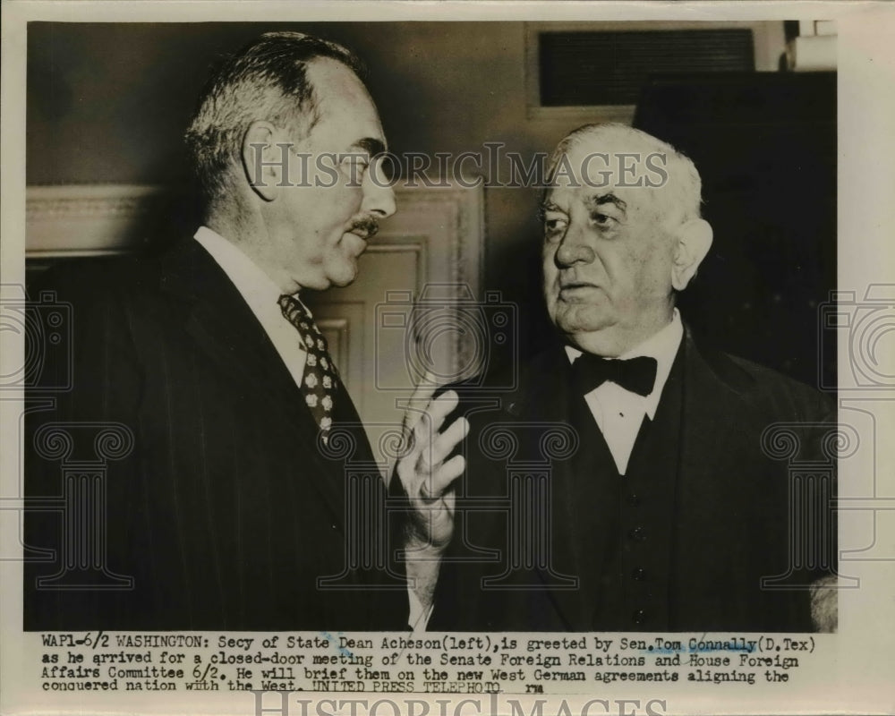 1962 Press Photo Secy of State Dean Acheson &amp; Sen Tom Connally at Senate meeting- Historic Images