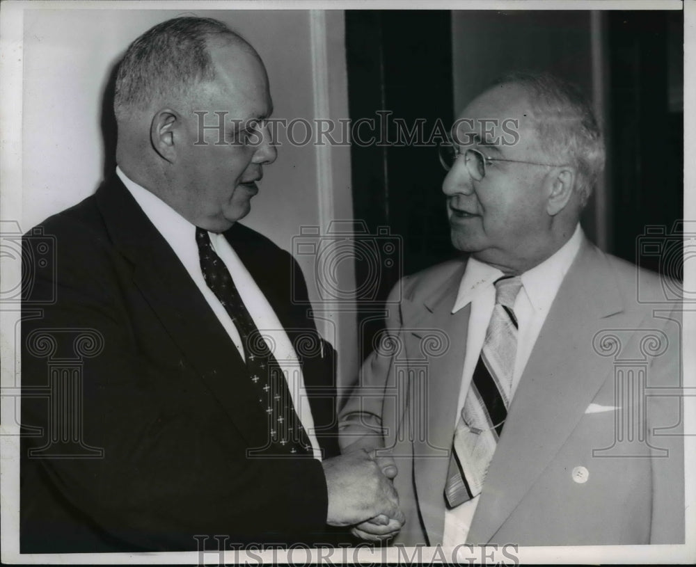 1953 Press Photo George Meany, AFL Pres w/ James C Petrillo in Chicago meeting - Historic Images