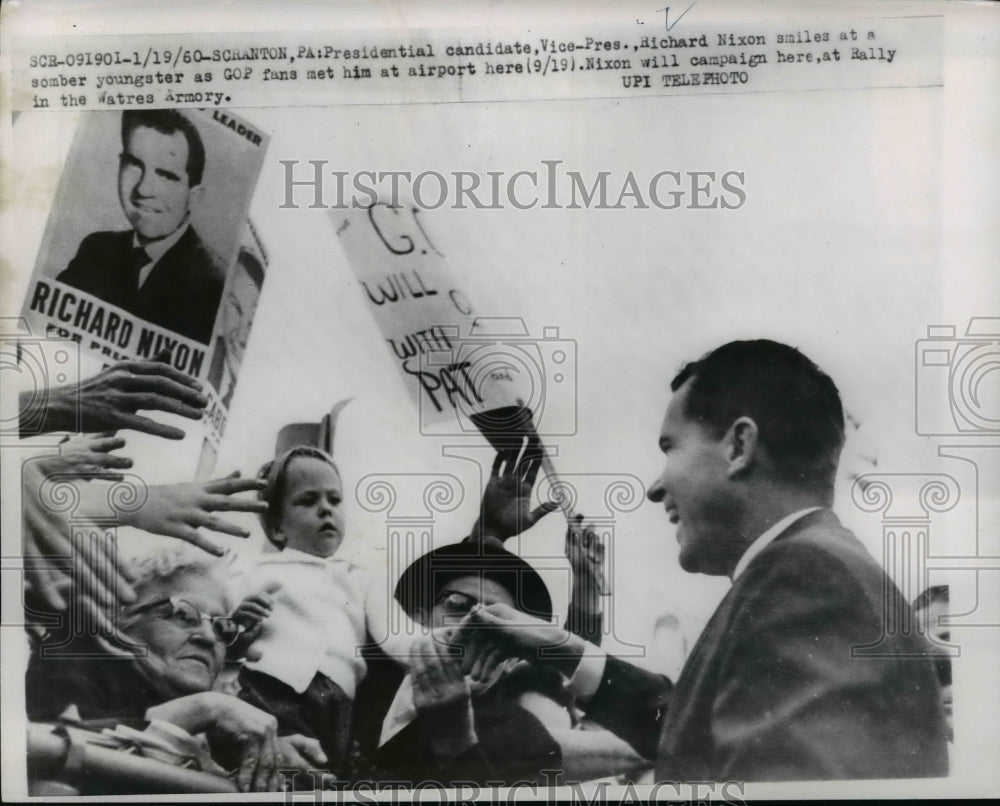 1960 Press Photo VP Nixon&#39;s presidential campaign in Scranton, Pennsylvania-Historic Images