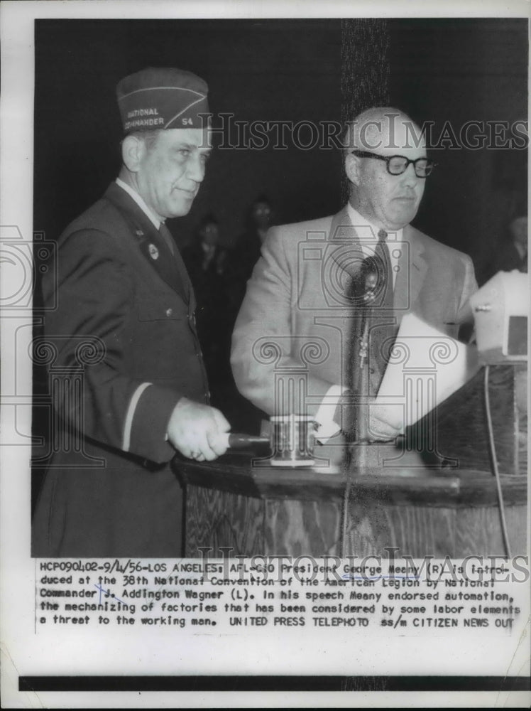 1956 Press Photo George Meany at the 38th National Convention of American Legion - Historic Images
