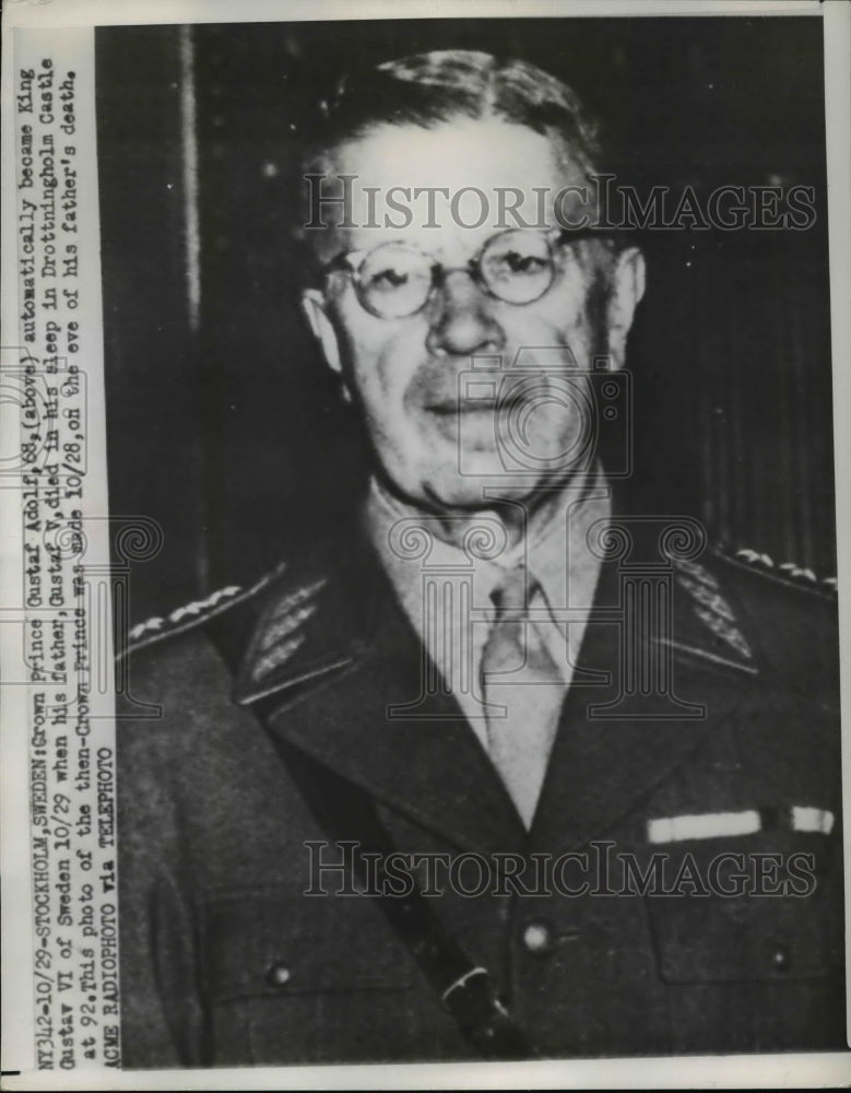 1951 Press Photo Crown Prince Gustaf Adolf The Night Before His Father&#39;s Death-Historic Images