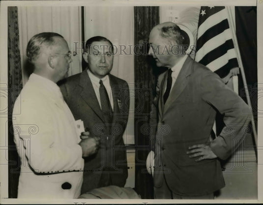 1936 Press Photo Melvin Eaton, Russel Sprague & James Wadsworth at NY Caucus-Historic Images