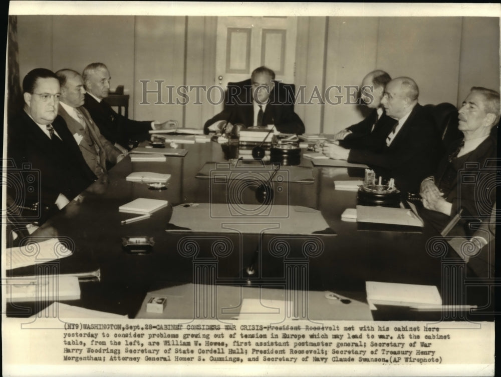 1938 Press Photo President Roosevelt met with his cabinet in Washington - Historic Images