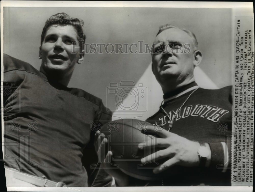 1941 Press Photo Captain Charles Stubb Pearson with Coach Tuss McLaughry - Historic Images