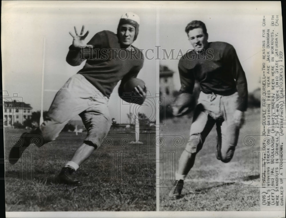 1939 Press Photo Jack Bohrman and Hal McCullough of the Cornell Football team - Historic Images