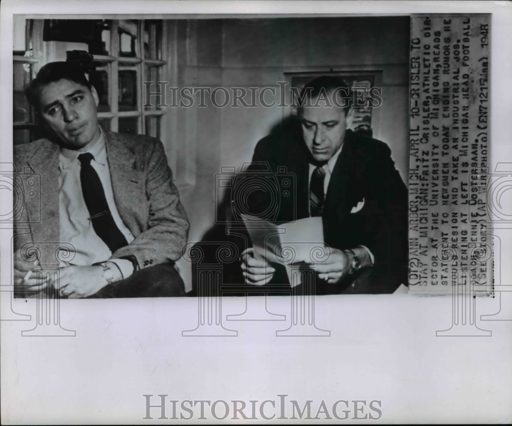 1948 Press Photo Fritz Crisler has ended rumors of leaving &amp; taking another job - Historic Images